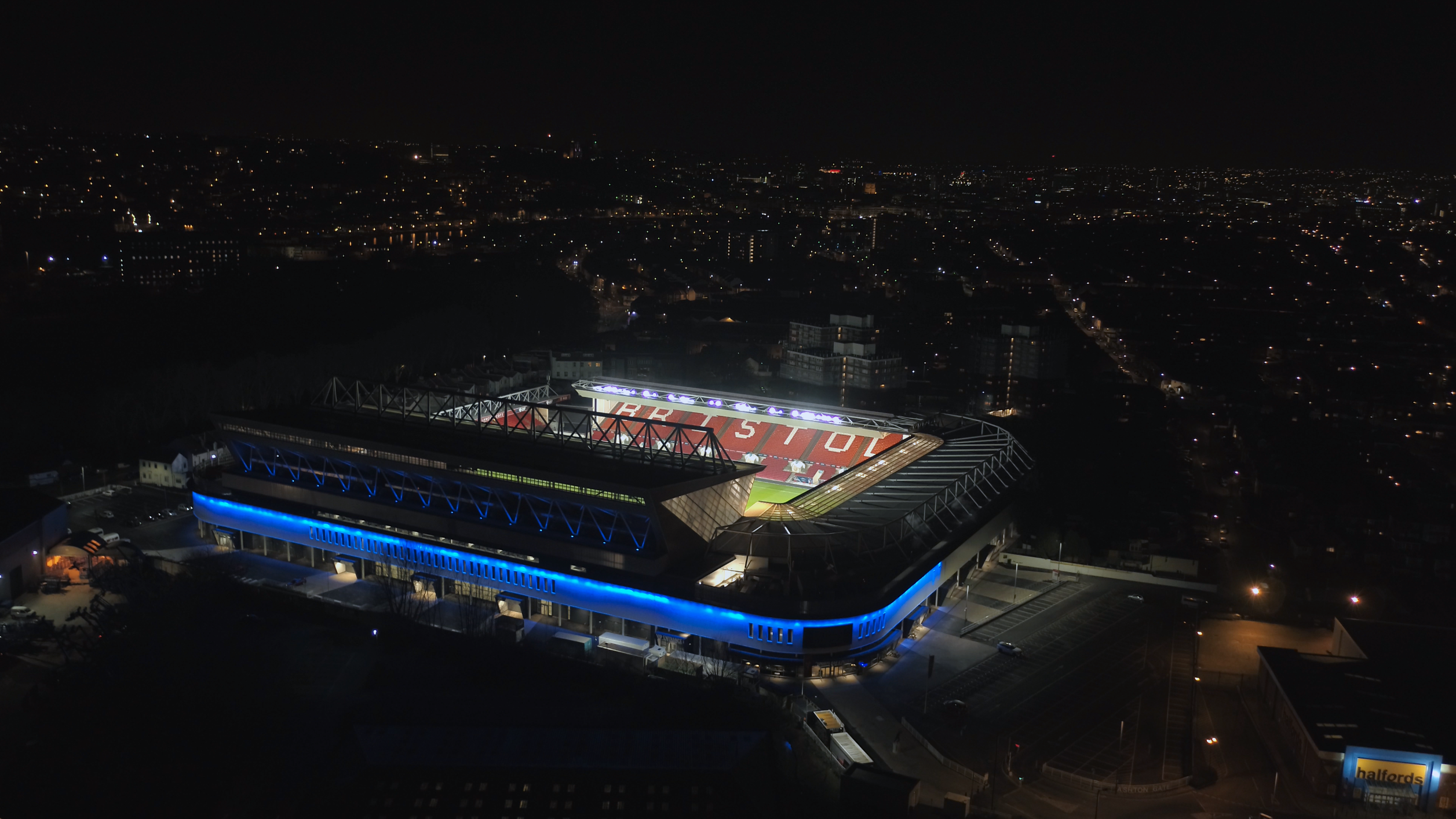 Aerial In Blue - Bristol Sport, Ashton Gate Stadium